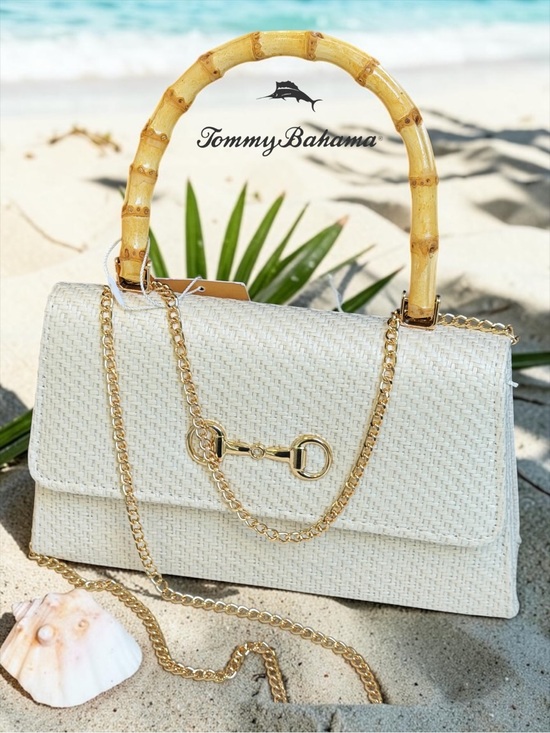 Tommy Bahama Handbags - Tommy Bahama Bamboo Top Handle Straw Crossbody Bag NWT